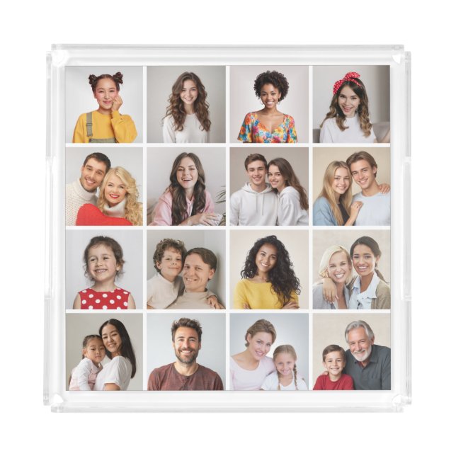 Create Your Own 16 Photo Collage Acrylic Tray (Front)