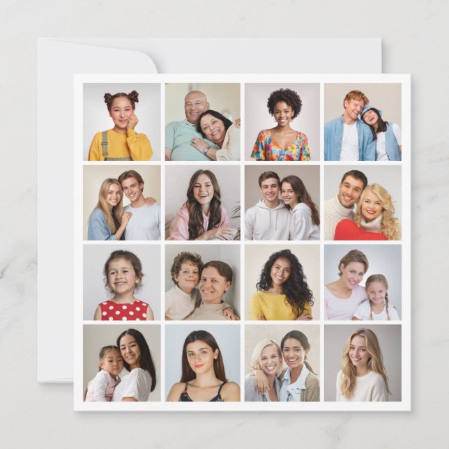 Create Your Own 16 Photo Collage All Occasion Card (Front)