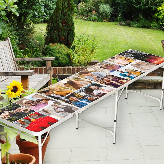 Create your Own 16 Photo Collage Beer Pong Table (Add 16 of your favorite photos and create a custom photo collage of friends, players and winners)