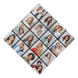 Create Your Own 16 Photo Collage Editable Color Graduation Cap Topper