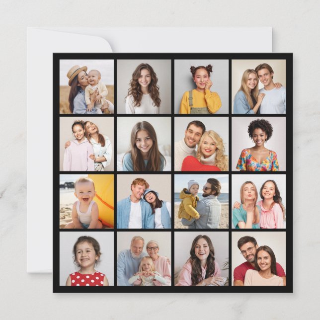 Create Your Own 16 Photo Collage Note Card (Front)