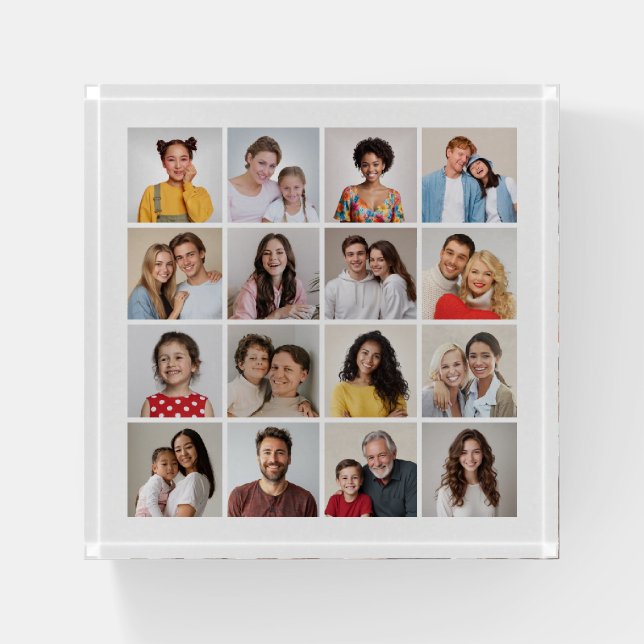 Create Your Own 16 Photo Collage Paperweight (Front)