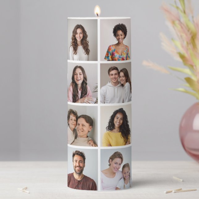 Create Your Own 16 Photo Collage Pillar Candle (In Situ)