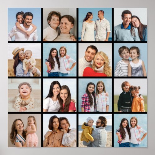 Create Your Own 16 Photo Collage Poster