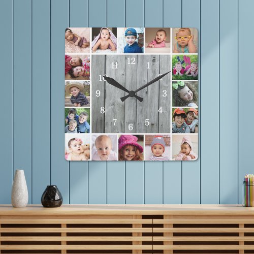 Create Your Own 16 Photo Collage Rustic Gray Wood