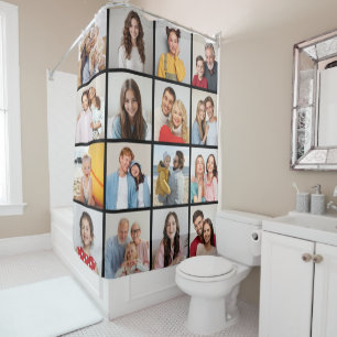 Create Your Own 16 Photo Collage Shower Curtain