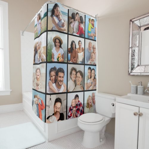 Create Your Own 16 Photo Collage Shower Curtain