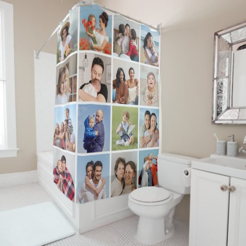 Create Your Own 16 Photo Collage Shower Curtain