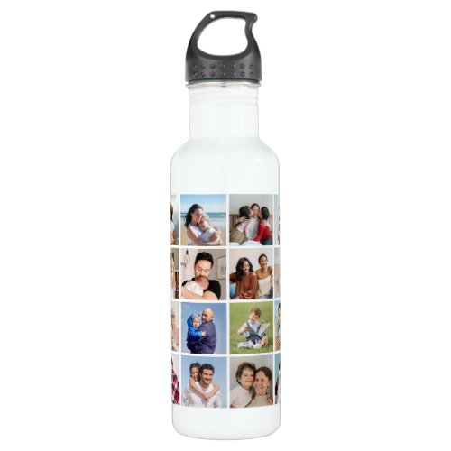 Create Your Own 16 Photo Collage Stainless Steel Water Bottle