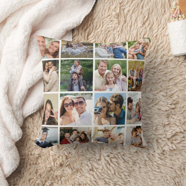 Create your Own 16 Photo Collage  Throw Pillow (Blanket)