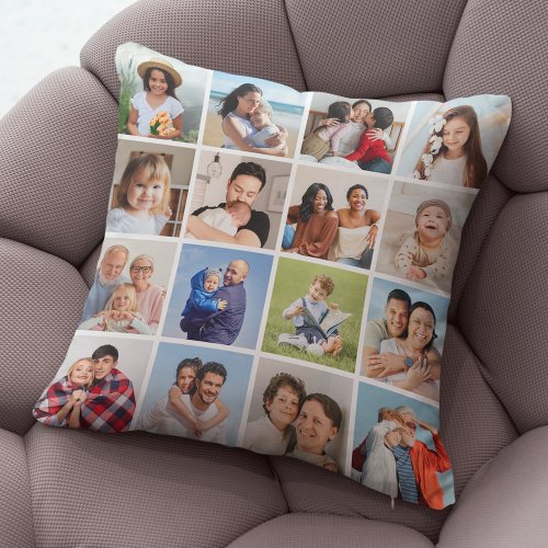 Create Your Own 16 Photo Collage Throw Pillow