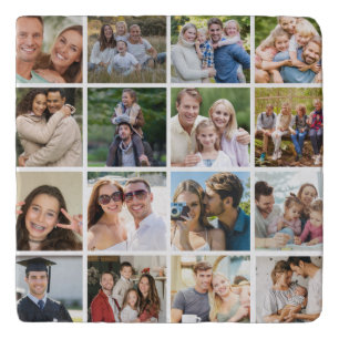 Create your Own 16 Photo Collage  Trivet