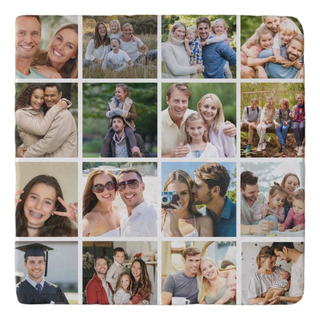 Create your Own 16 Photo Collage  Trivet (Front)