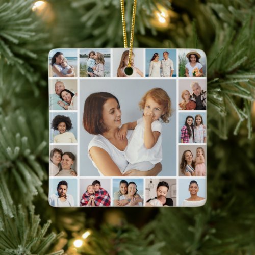 Create Your Own 17 Photo Collage Ceramic Ornament
