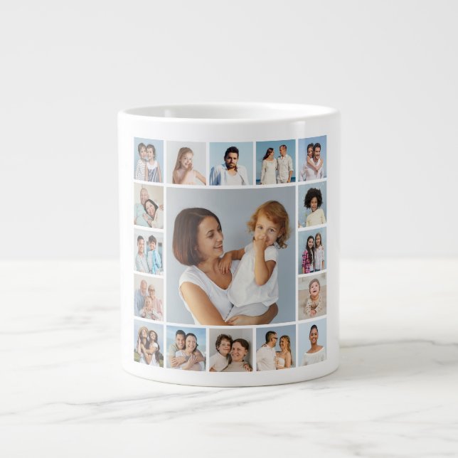 Create Your Own 17 Photo Collage  Giant Coffee Mug (Front)
