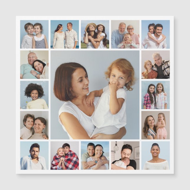 Create Your Own 17 Photo Collage Magnetic Card (Front)