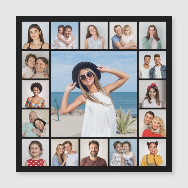 Create Your Own 17 Photo Collage Magnetic Card (Front)
