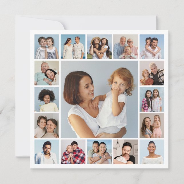 Create Your Own 17 Photo Collage Note Card (Front)