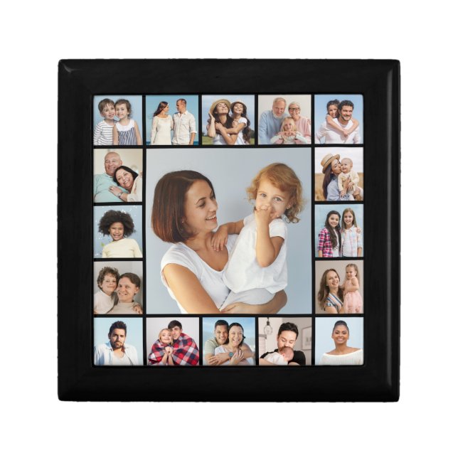Create Your Own 17 Photo Collage Wood Keepsake Box (Front)