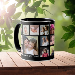 Create Your Own 18 Family Photo Collage Black Mug