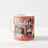 Create Your Own 18 Family Photo Collage Coral Coffee Mug (Front Left)