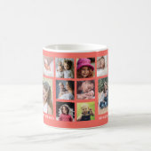 Create Your Own 18 Family Photo Collage Coral Coffee Mug (Center)