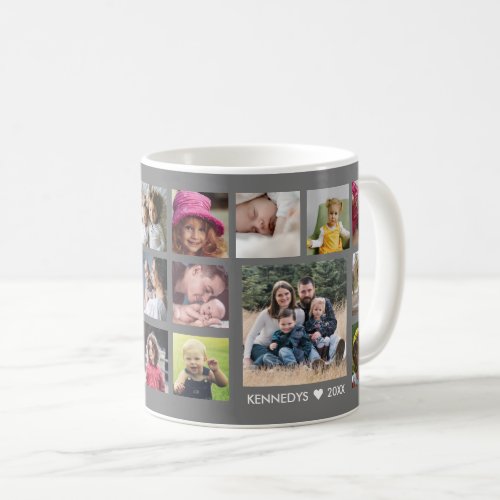 Create Your Own 18 Family Photo Collage Gray Coffee Mug