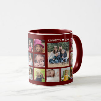 Create Your Own 18 Family Photo Collage  Maroon Mug