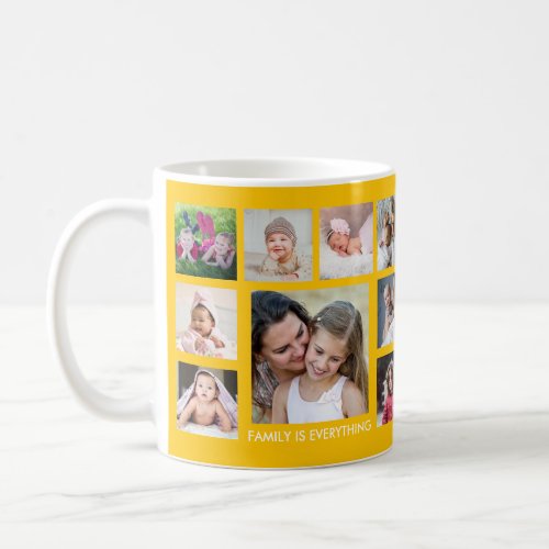 Create Your Own 18 Family Photo Collage Yellow Coffee Mug