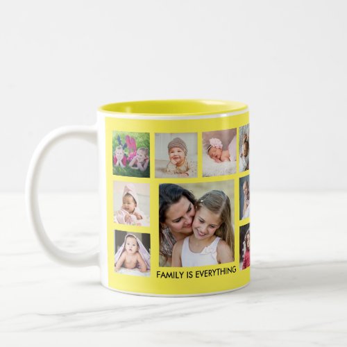 Create Your Own 18 Family Photo Collage Yellow Two_Tone Coffee Mug