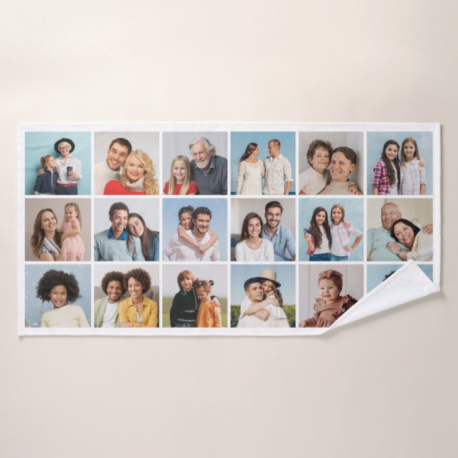 Create Your Own 18 Photo Collage  Bath Towel (Bath Towel)
