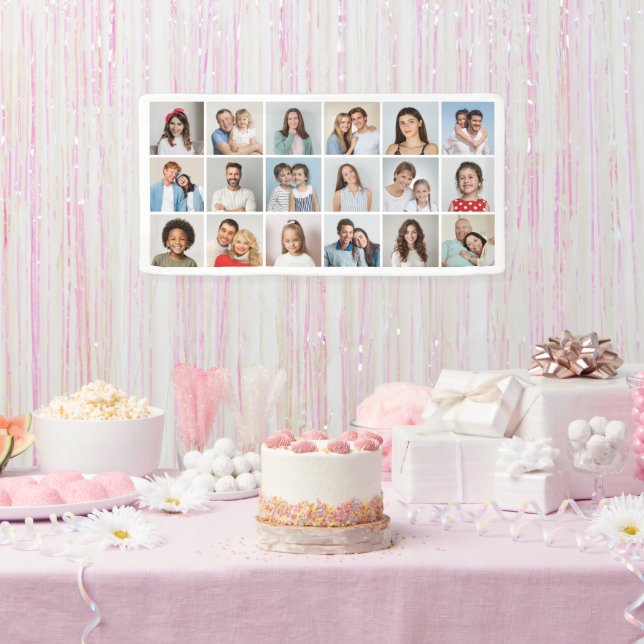Create Your Own 18 Photo Collage Editable Color Banner (Party)