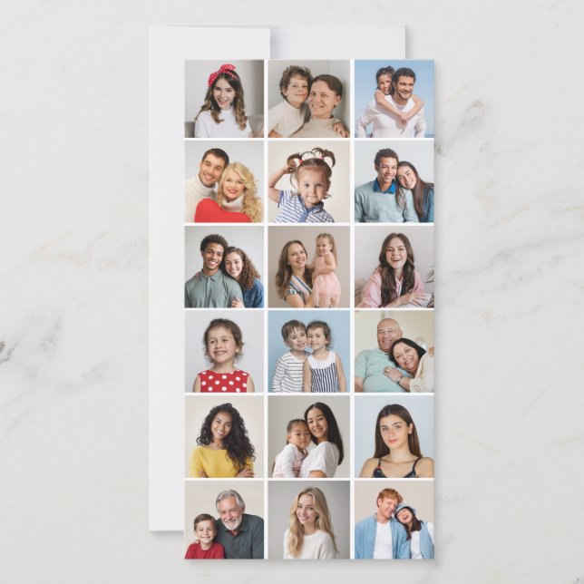 Create Your Own 18 Photo Collage Editable Color Card (Front)