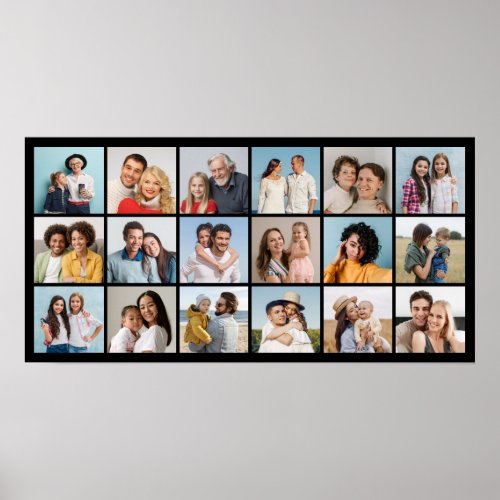 Create Your Own 18 Photo Collage Editable Color Poster