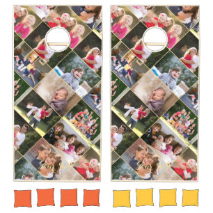Create Your Own 18 Photo Collage Monogram Family Cornhole Set