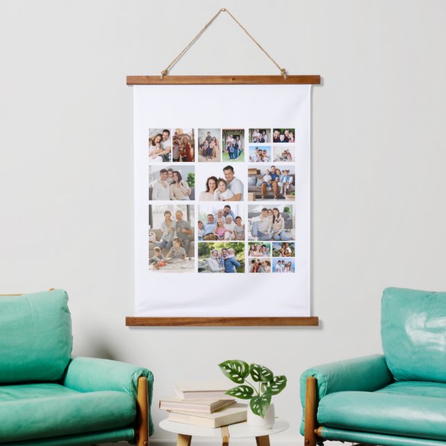 Create Your Own 19 Photo Collage Hanging Tapestry (Living Room)