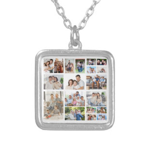 Create Your Own 19 Photo Collage Silver Plated Necklace