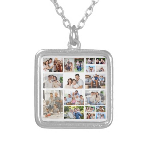 Create Your Own 19 Photo Collage  Silver Plated Necklace