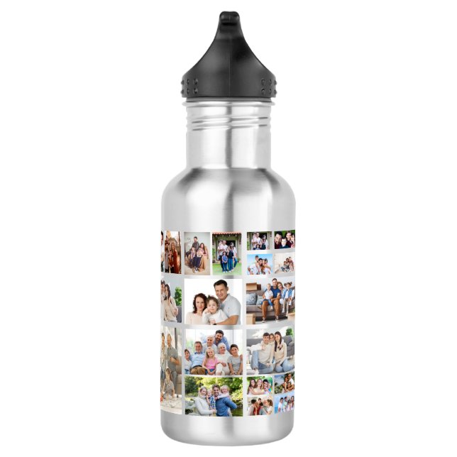 Create Your Own 19 Photo Collage  Stainless Steel Water Bottle (Right)