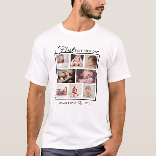 Create Your Own 1st Fathers Day 8 Photo Collage T_Shirt