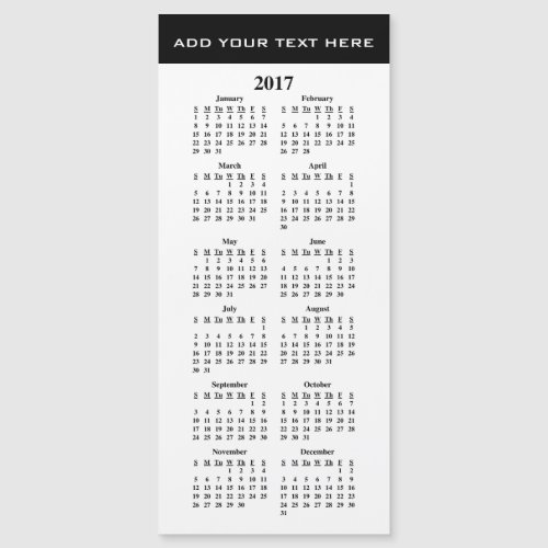 Create Your Own 2017 Custom Calendar Magnetic Card