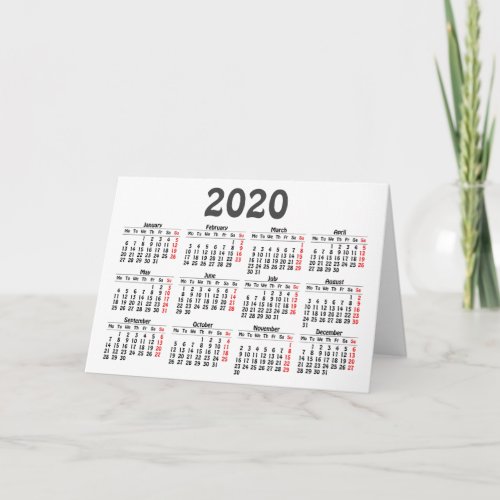 Create your own 2020 calendar card