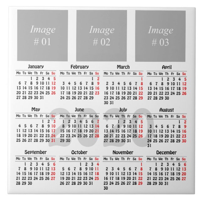 Create your own 2020 calendar ceramic tile (Front)