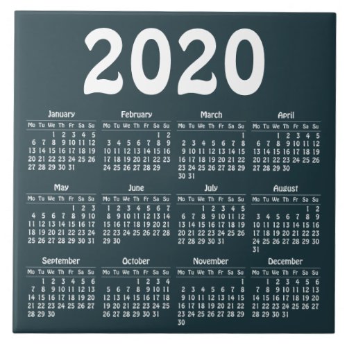 Create your own 2020 calendar ceramic tile