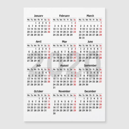 Create your own 2020 calendar Magnetic card