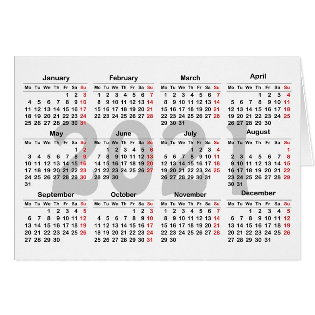 Create your own 2021 calendar cards (Front Horizontal)