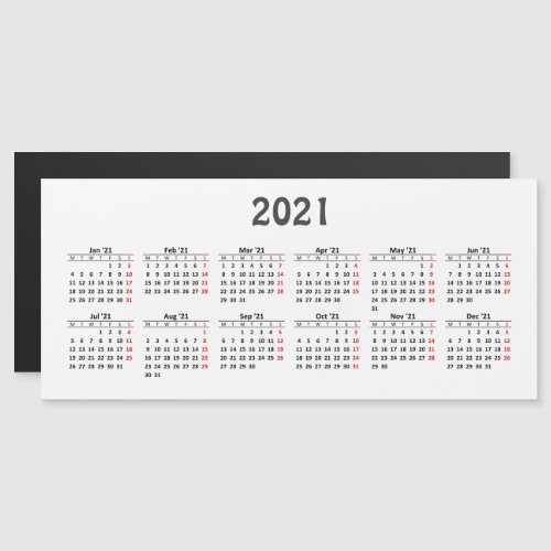 Create your own 2021 calendar Magnetic card