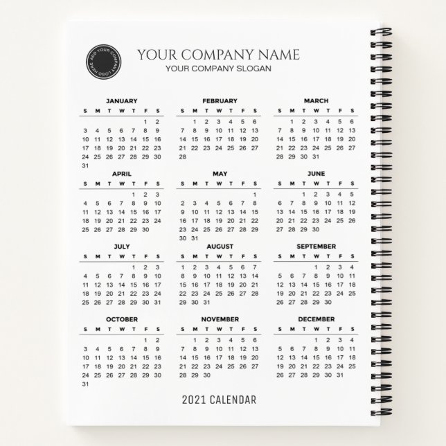 Create Your Own 2021 Company Calendar | Notebook (Back)