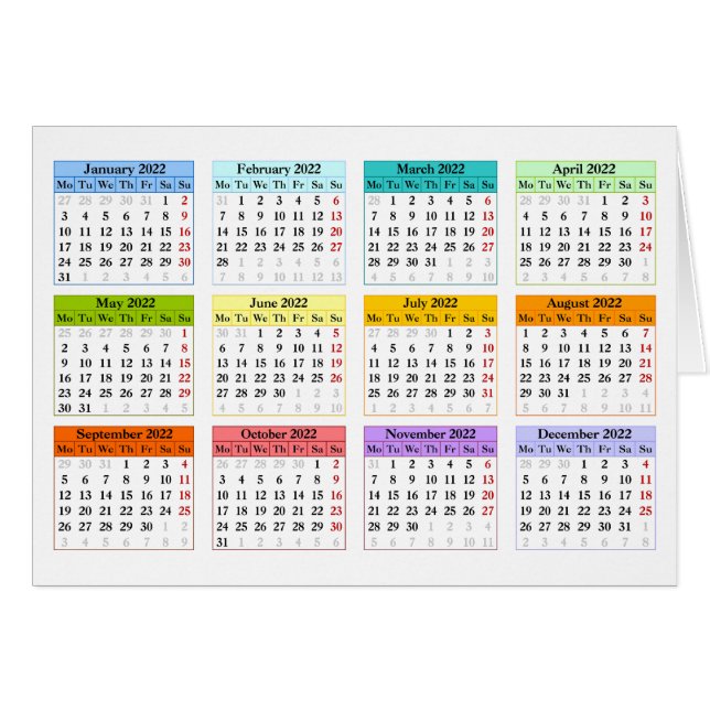 Create your own 2022 calendar cards (Front Horizontal)