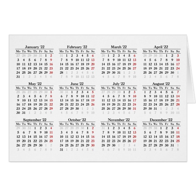 Create your own 2022 calendar cards (Front Horizontal)